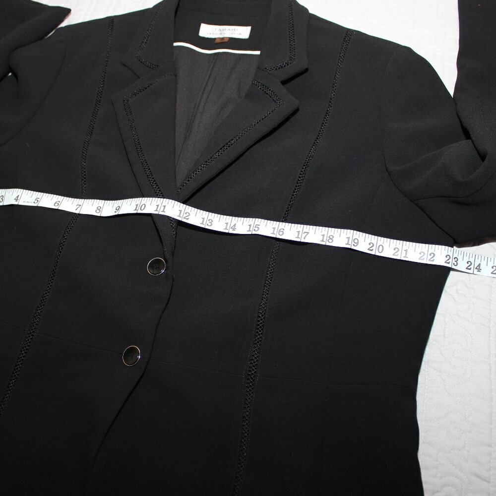 Tahari Womens Black Suit Blazer Jacket with Inset Detail Size 18 - Picture 8 of 10